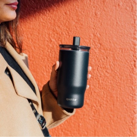 TAZA TERMO ACERO INOXIDABLE CON CAÑITA MIST BLACK QUOKKA