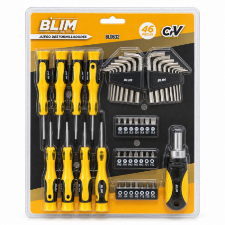 JUEGO 46 PIEZAS DESTORNILLADORES BLIM