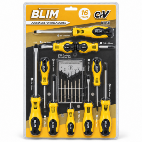JUEGO 16 PIEZAS DESTORNILLADORES BLIM