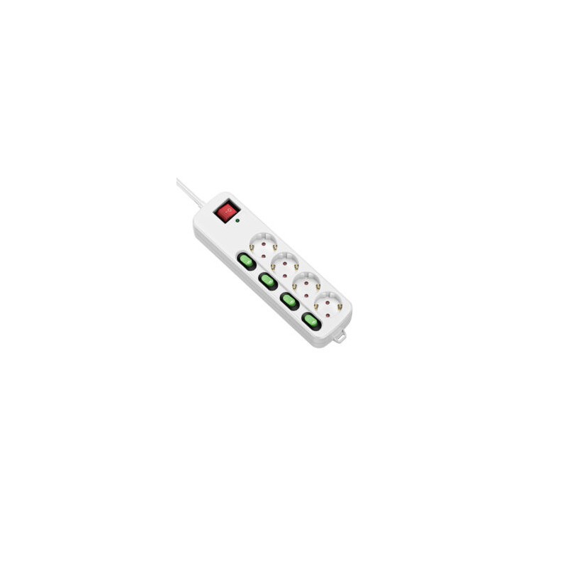 BASE MULTIPLE 4 ENCHUFES CON INTERRUPTORES