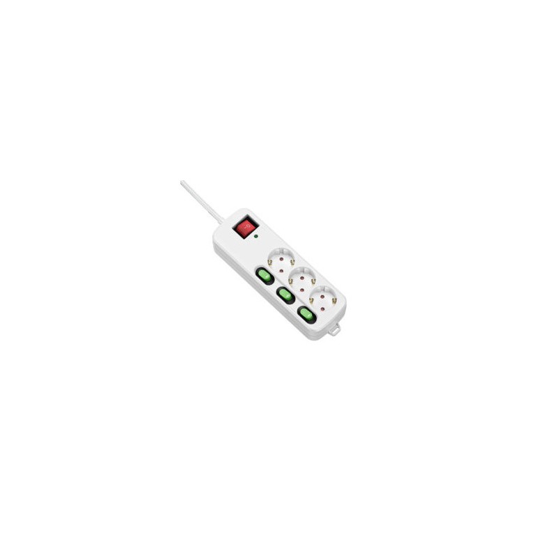 BASE MULTIPLE 3 ENCHUFES CON INTERRUPTORES