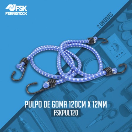 JUEGO 2 GANCHOS ELASTICOS GOMA 120CM X 12MM