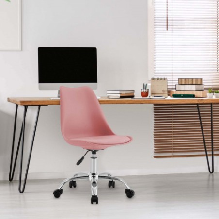 SILLA DE ESCRITORIO CON RUEDAS 91X47X58CM ROSA