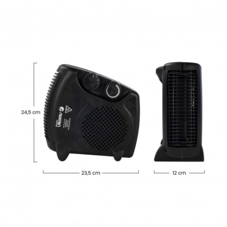 CALEFACTOR VERTICAL/HORIZONTAL NEGRO 2000W RAYDAN