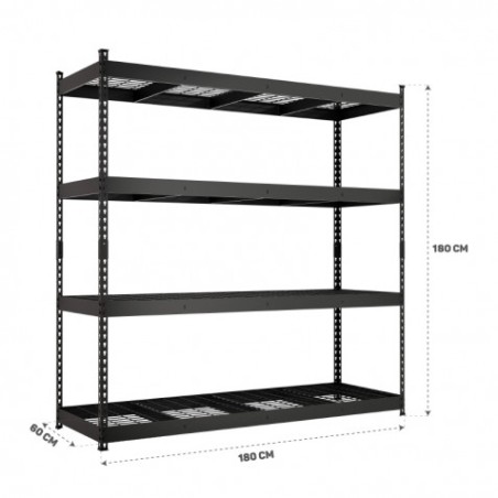 ESTANTERIA METÁLICA INDUSTRIAL NEGRA 4 BALDAS 180X180X60CM BLIM
