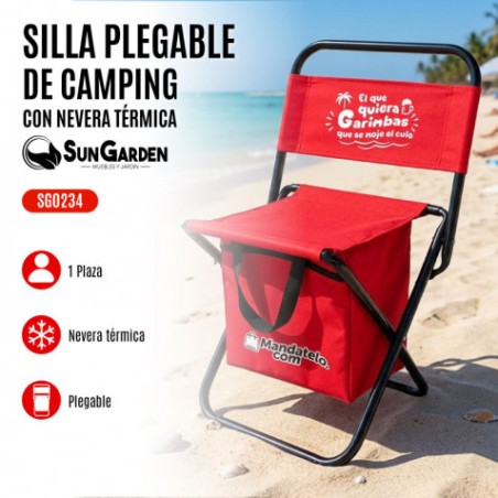 SILLA PLEGABLE DE CAMPING CON NEVERA TÉRMICA SUNGARDEN