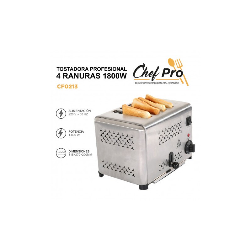 TOSTADORA PROFESIONAL 4 RANURAS 1800W...