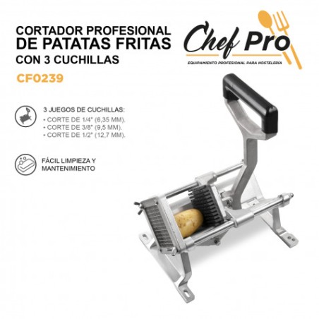 CORTADOR PROFESIONAL DE PATATAS FRITAS CON 3 CUCHILLAS CHEFPRO