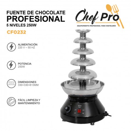 FUENTE DE CHOCOLATE PROFESIONAL 5 NIVELES 250W CHEFPRO