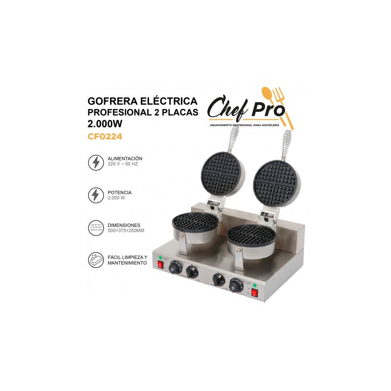 GOFRERA ELÉCTRICA PROFESIONAL DOBLE 2...