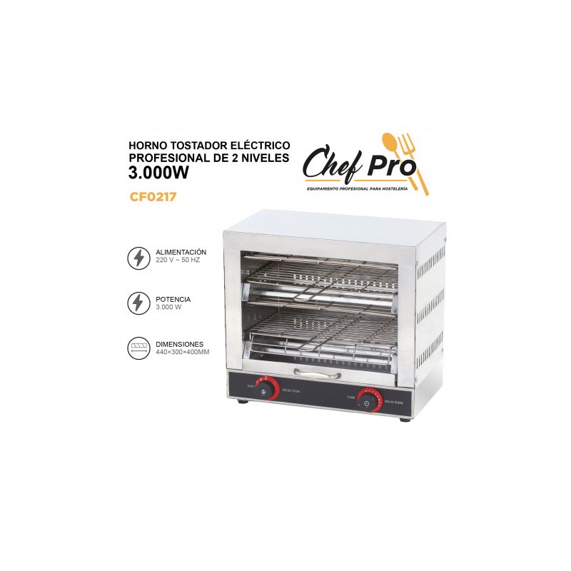 HORNO TOSTADOR ELÉCTRICO PROFESIONAL...