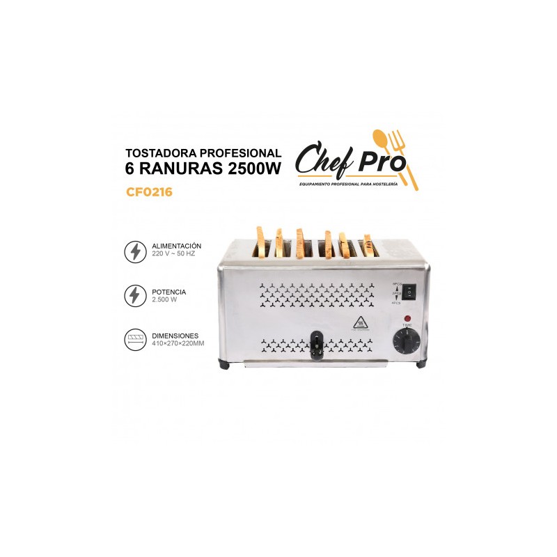 TOSTADORA PROFESIONAL 6 RANURAS 2500W...