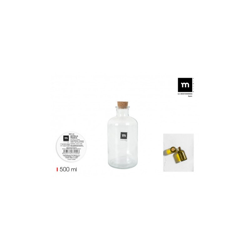 BOTELLA FRASCA 500ML CON TAPON CORCHO LA MEDITERRANEA