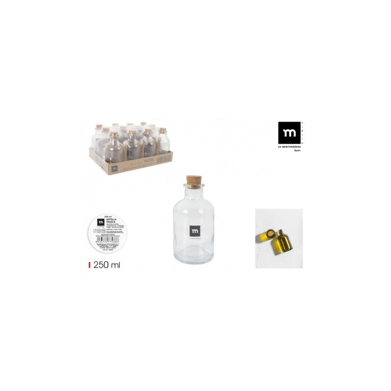 BOTELLA FRASCA 250ML CON TAPON CORCHO LA MEDITERRANEA
