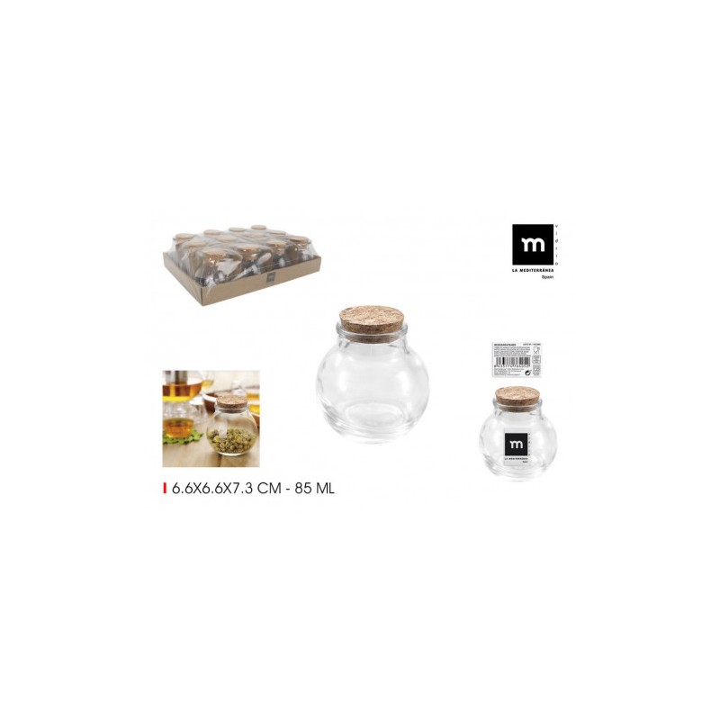 TARRITO VIDRIO TAPON CORCHO 85ML LA MEDITERRANEA