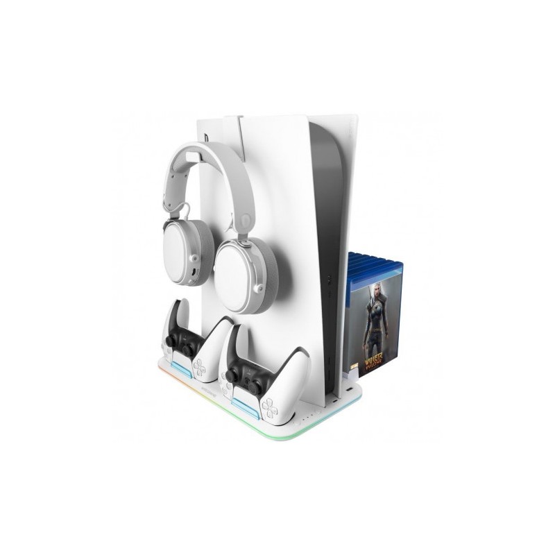 SOPORTE MULTIFUNCION RGB PARA PS5 MARS GAMING MPS5-B2 BLANCO