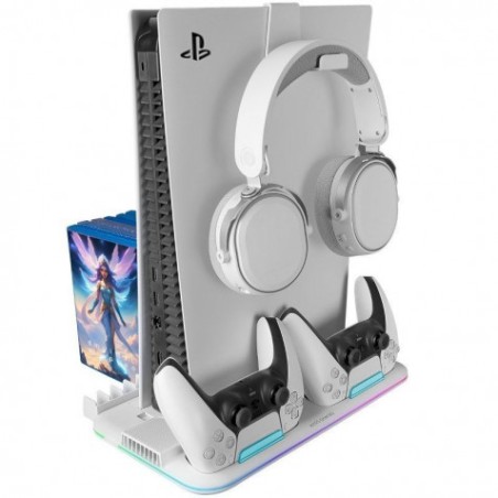 SOPORTE MULTIFUNCION RGB PARA PS5 MARS GAMING MPS5-B2 BLANCO