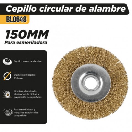 CEPILLO CIRCULAR DE ALAMBRE 150MM PARA ESMERILADORA BLIM