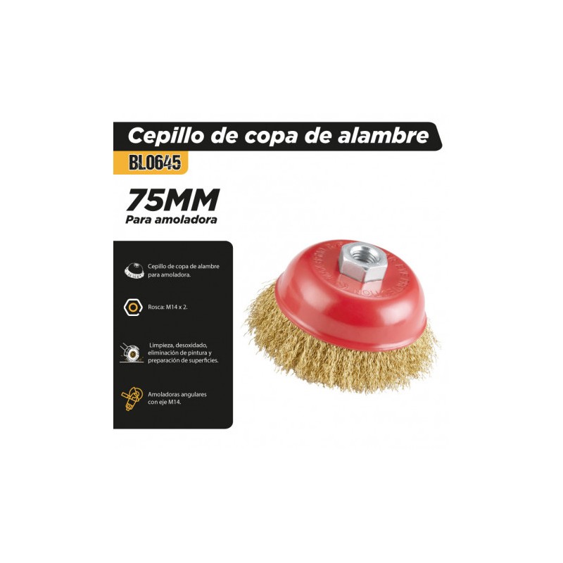 CEPILLO DE COPA DE ALAMBRE 75MM M14...