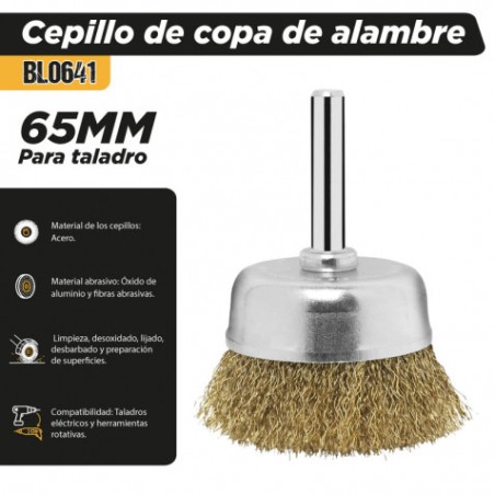 CEPILLO DE COPA DE ALAMBRE 65MM PARA TALADRO BLIM