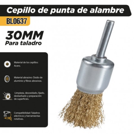 CEPILLO DE PUNTA DE ALAMBRE 30MM PARA TALADRO BLIM
