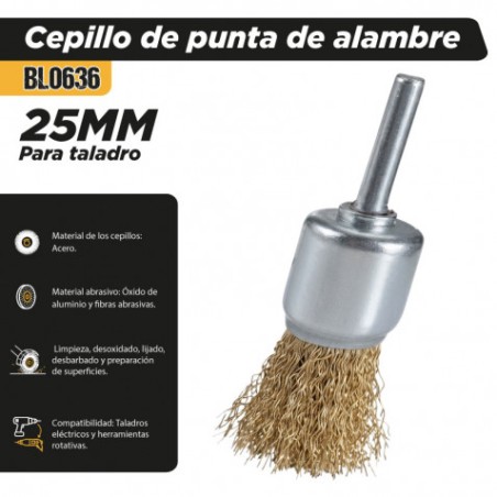 CEPILLO DE PUNTA DE ALAMBRE 25MM PARA TALADRO BLIM