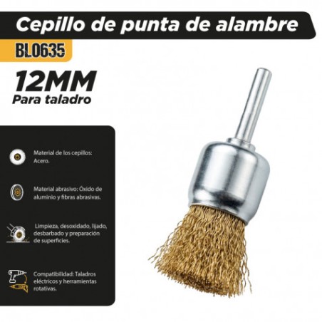 CEPILLO DE PUNTA DE ALAMBRE 12MM PARA TALADRO BLIM