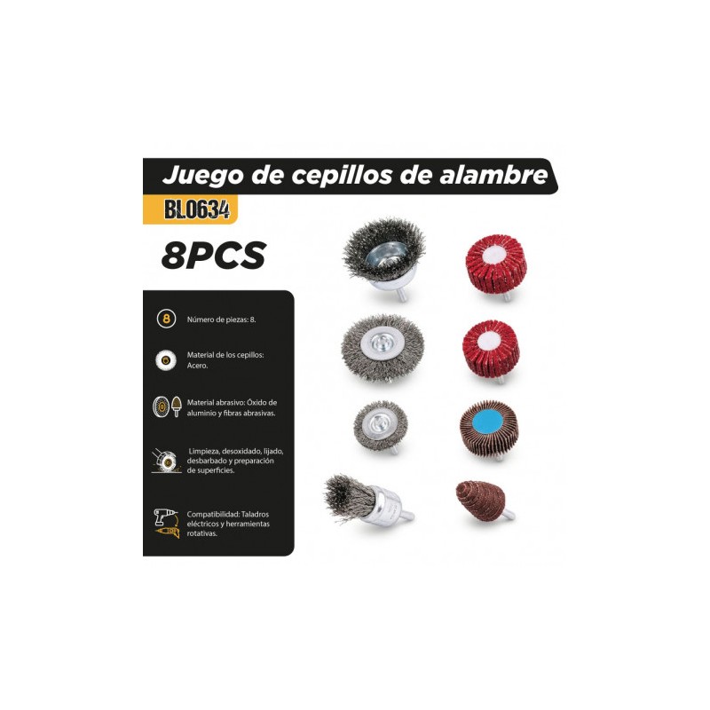 JUEGO DE CEPILLOS DE ALAMBRE 8PCS BLIM