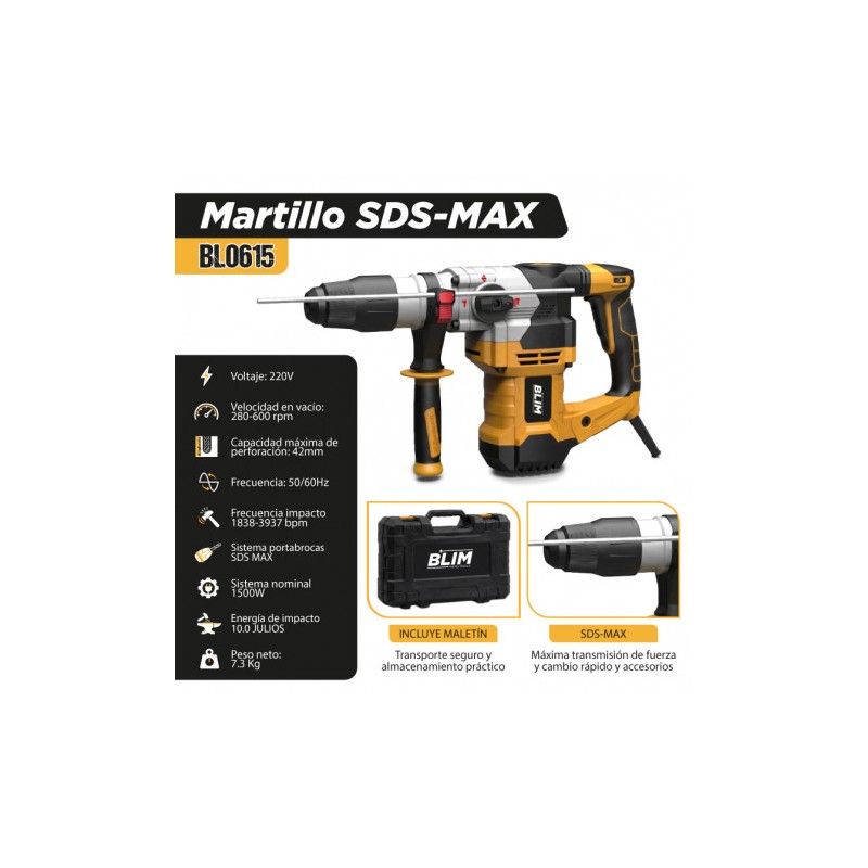 MARTILLO SDS-MAX 1500W 10 JULIOS BLIM