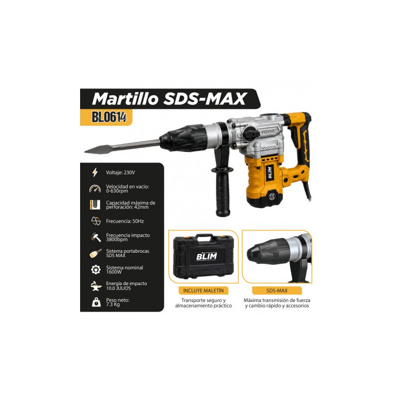 MARTILLO SDS-MAX 1600W 10 JULIOS BLIM