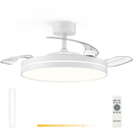 VENTILADOR DE TECHO 42" LED BLANCO 30W ASPAS RETRACTILES GRUNKEL
