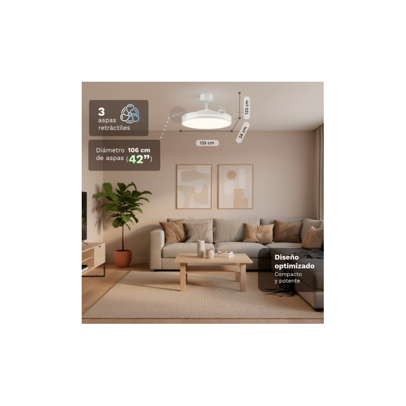 VENTILADOR DE TECHO 42" LED BLANCO...