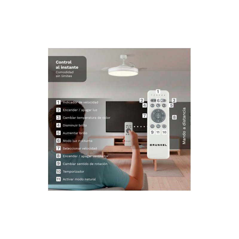 VENTILADOR DE TECHO 42" LED BLANCO...