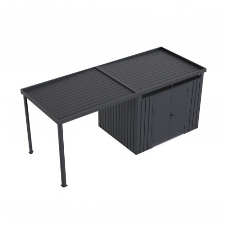PÉRGOLA LATERAL PARA CASETA METAL PREMIUM 266X211X227CM (5.61M2) ANTRACITA