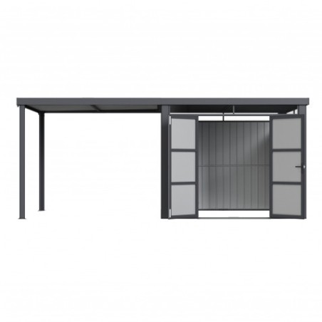 PÉRGOLA LATERAL PARA CASETA METAL PREMIUM 266X211X227CM (5.61M2) ANTRACITA