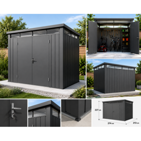 CASETA DE METAL PREMIUM 274X213X227CM (5.8M2) ANTRACITA