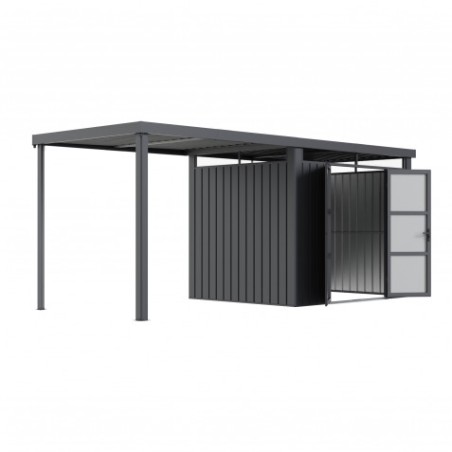 PÉRGOLA LATERAL PARA CASETA METAL PREMIUM 217X191X227CM (4.14M2) ANTRACITA