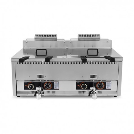 FREIDORA INDUSTRIAL GAS DOBLE 34L ACERO INOX DOBLE VÁLVULA VACIADO CHEFPRO