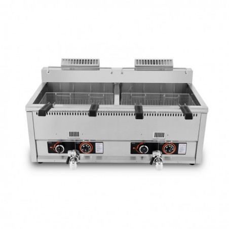 FREIDORA INDUSTRIAL GAS DOBLE 34L ACERO INOX DOBLE VÁLVULA VACIADO CHEFPRO