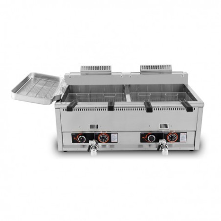 FREIDORA INDUSTRIAL GAS DOBLE 34L ACERO INOX DOBLE VÁLVULA VACIADO CHEFPRO
