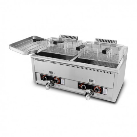 FREIDORA INDUSTRIAL GAS DOBLE 34L ACERO INOX DOBLE VÁLVULA VACIADO CHEFPRO