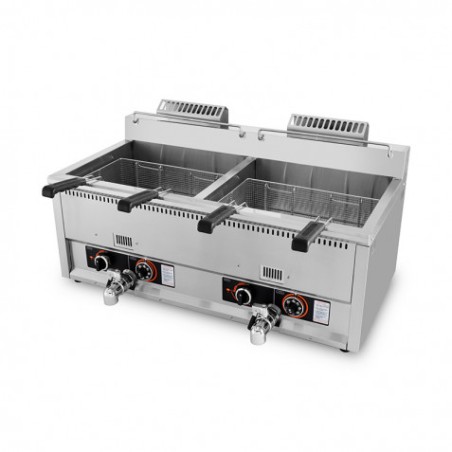 FREIDORA INDUSTRIAL GAS DOBLE 34L ACERO INOX DOBLE VÁLVULA VACIADO CHEFPRO