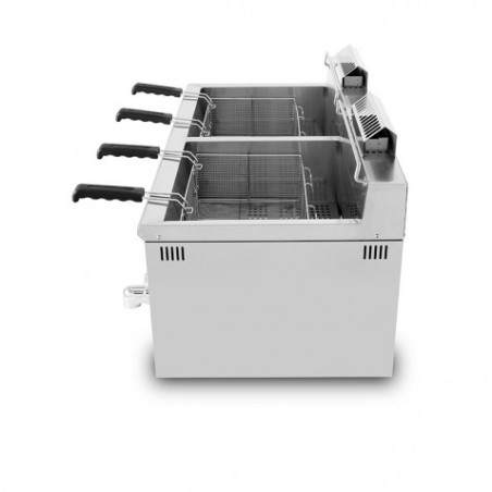 FREIDORA INDUSTRIAL GAS DOBLE 34L ACERO INOX DOBLE VÁLVULA VACIADO CHEFPRO