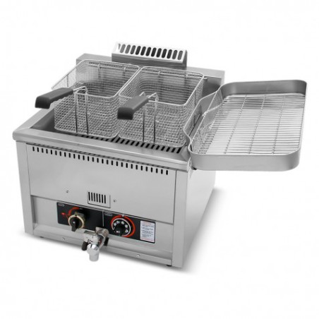 FREIDORA INDUSTRIAL A GAS 30 LITROS ACERO INOX CON VÁLVULA VACIADO CHEFPRO