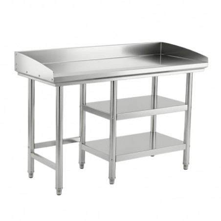 MESA PARRILLERA CON 2 ESTANTES Y PETO ACERO INOX 120X48.5CM CHEF PRO