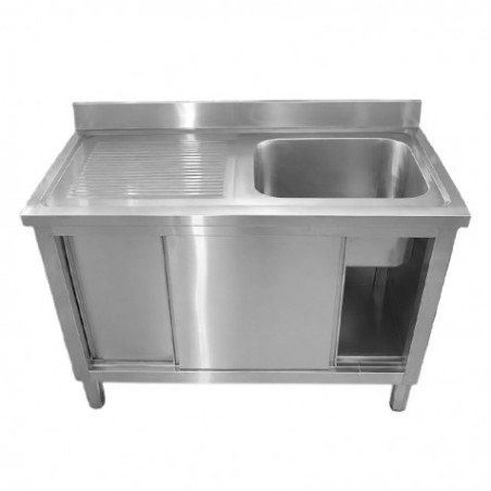 FREGADERO CON MUEBLE, ESCURRIDOR Y PUERTAS CORREDERAS 120X60X85CM CHEF PRO