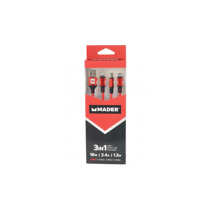 CABLE 3EN1 USBC, USBA, LIGHTNING 1.2M...