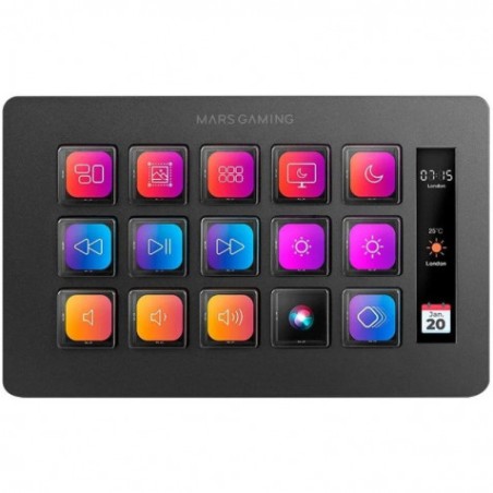 STREAM DECK SLIM MARS GAMING MSD-ONE | 15 TECLAS LCD | NEGRO