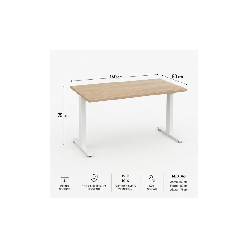 MESA DE OFICINA 160X80X75CM NOGAL CROMAD
