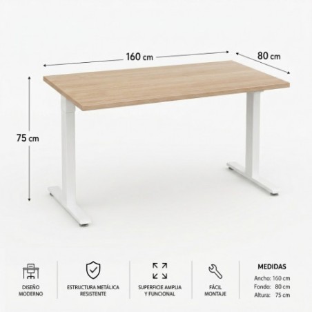MESA DE OFICINA 160X80X75CM NOGAL CROMAD
